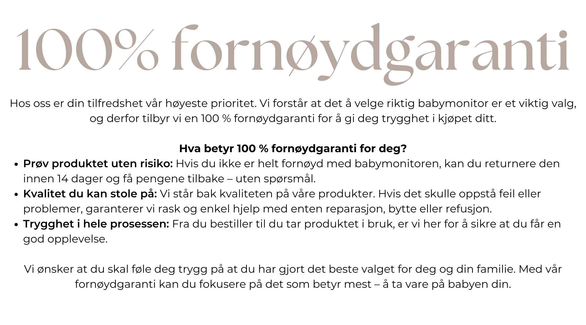 100% fornøydgaranti ny